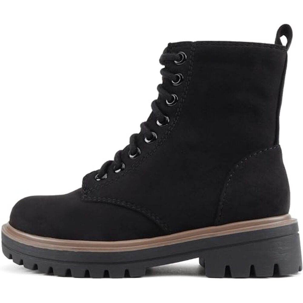 Women's Black Tan Patent Closed Toe Synthetic Rubber Sole Side Zipper Ankle Boot